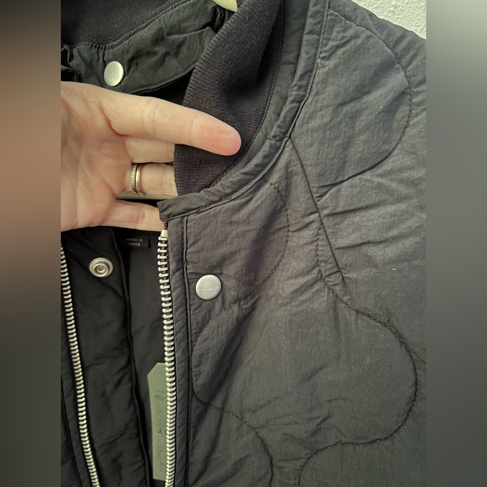 ALLSAINTS Jiro Quilted Bomber Jacket in Koto Black Size Small New - Picture 14 of 14